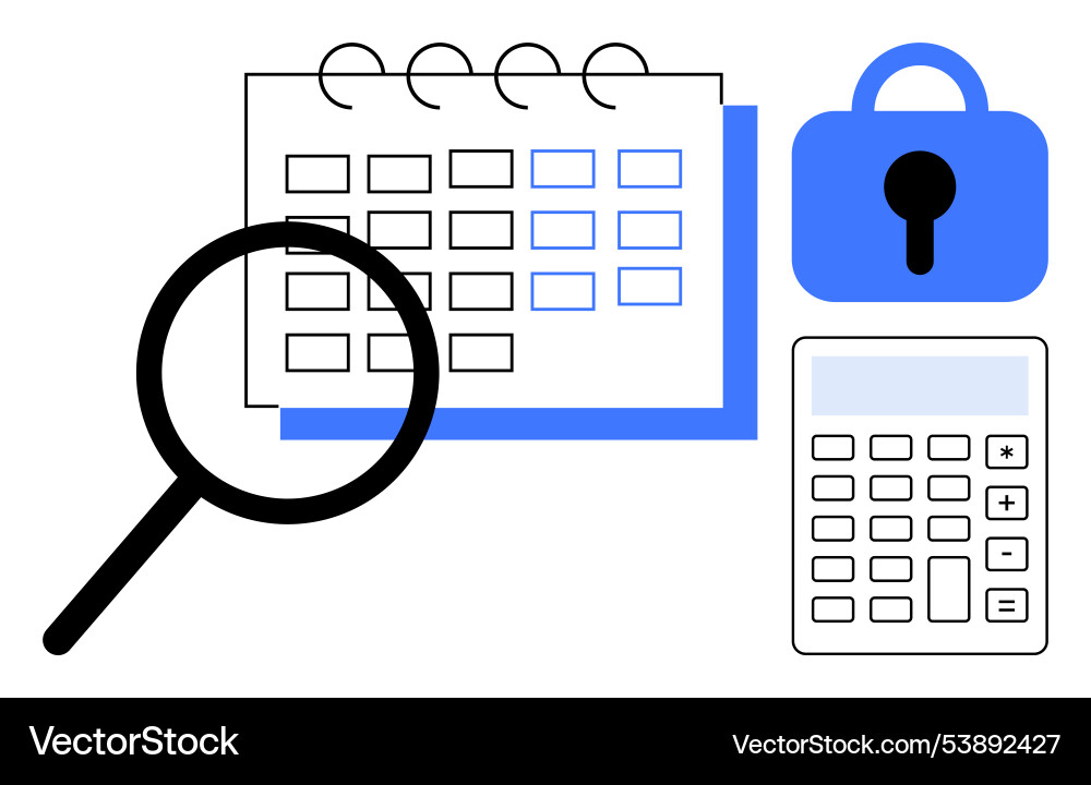 Planning and security concept with magnifying Planning and security concept with magnifying vector image