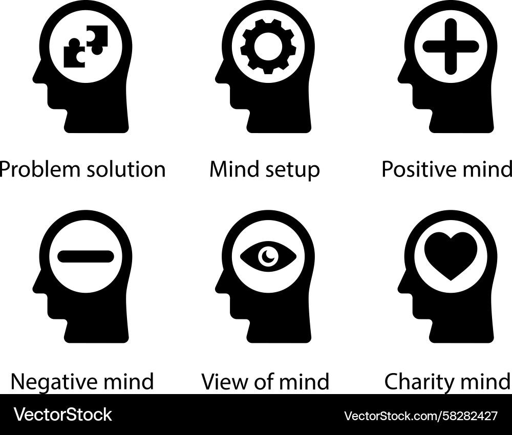 Problem Solving Icons - Positive & Negative Vector Image