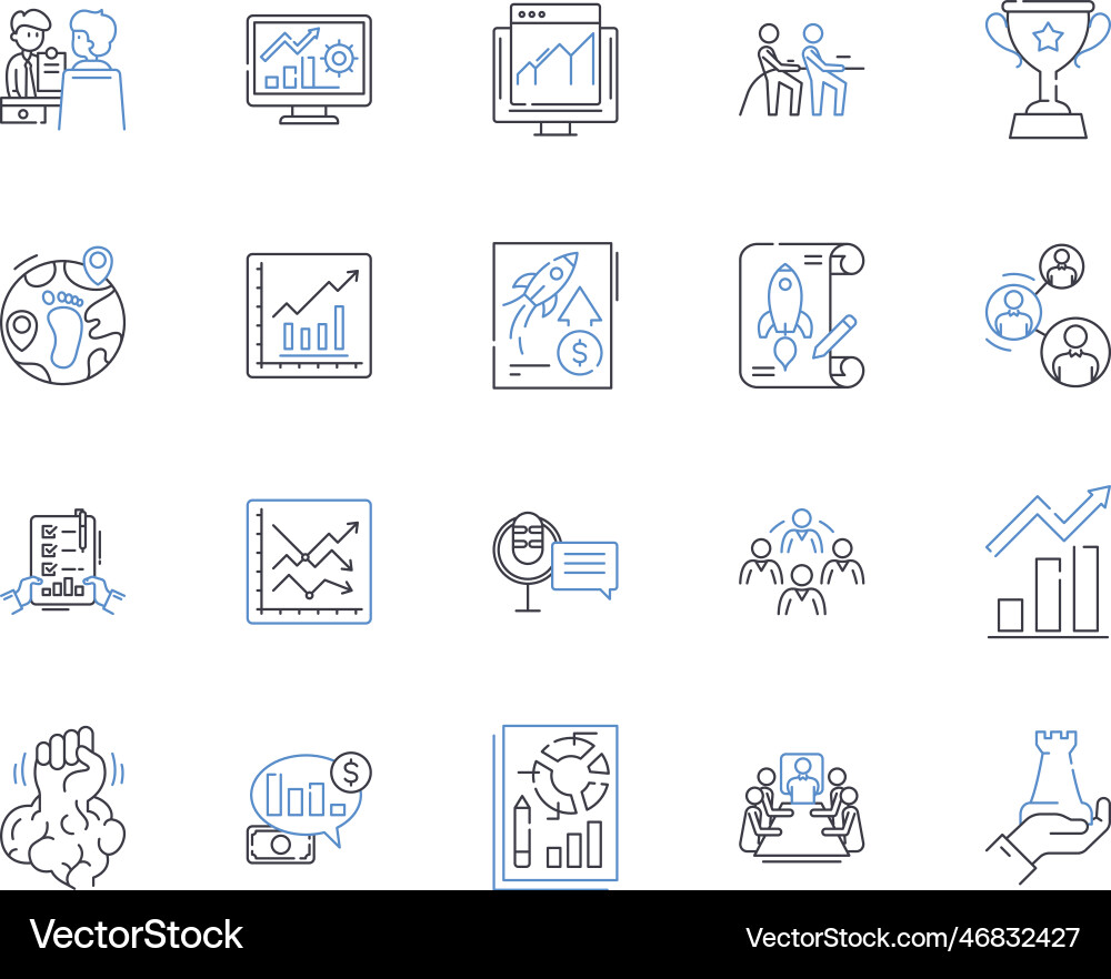 Production surge line icons collection overflow Production surge line icons collection overflow Vector Image