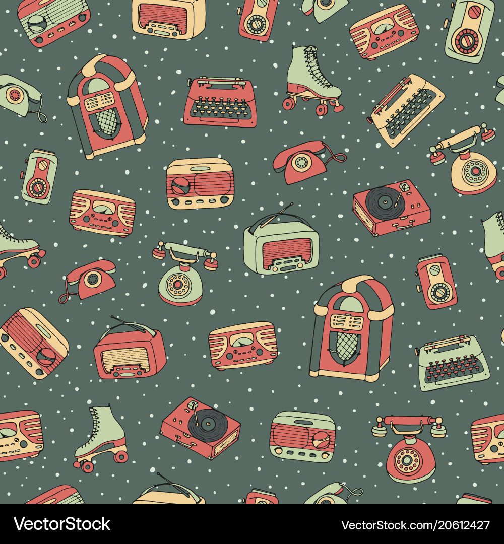 Retro Tech Pattern - 1960s Style Vector Image
