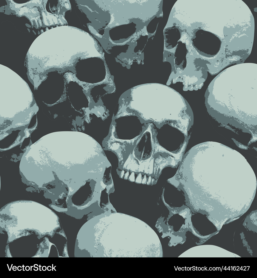 Seamless pattern with human skulls background Vector Image