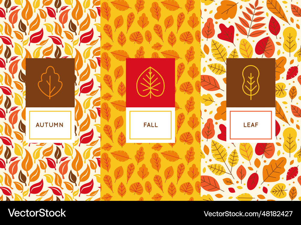 Seamless patterns with autumn leaves - abstract Seamless patterns with autumn leaves - abstract vector image