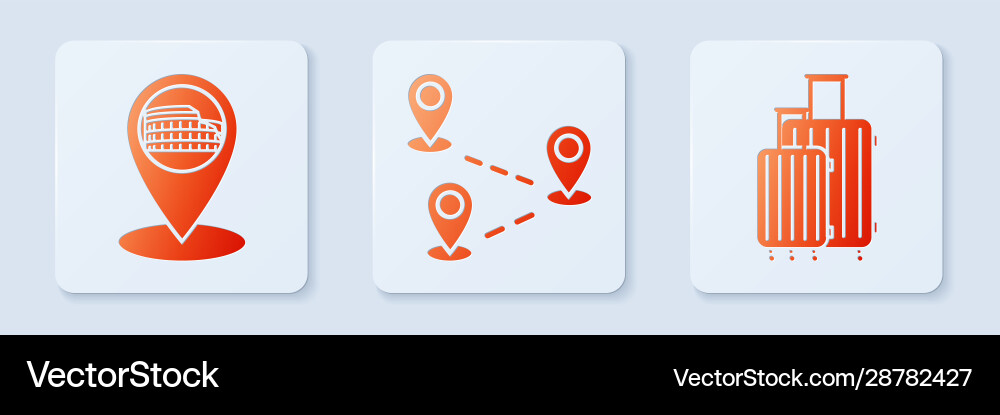 Set route location map pointer with coliseum Set route location map pointer with coliseum vector image