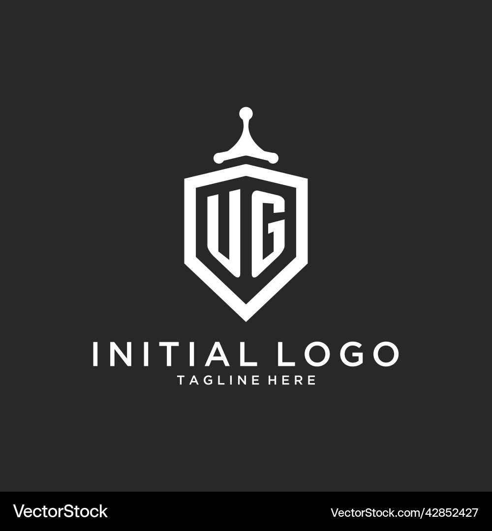 Ug monogram logo initial with shield guard shape Ug monogram logo initial with shield guard shape Vector Image