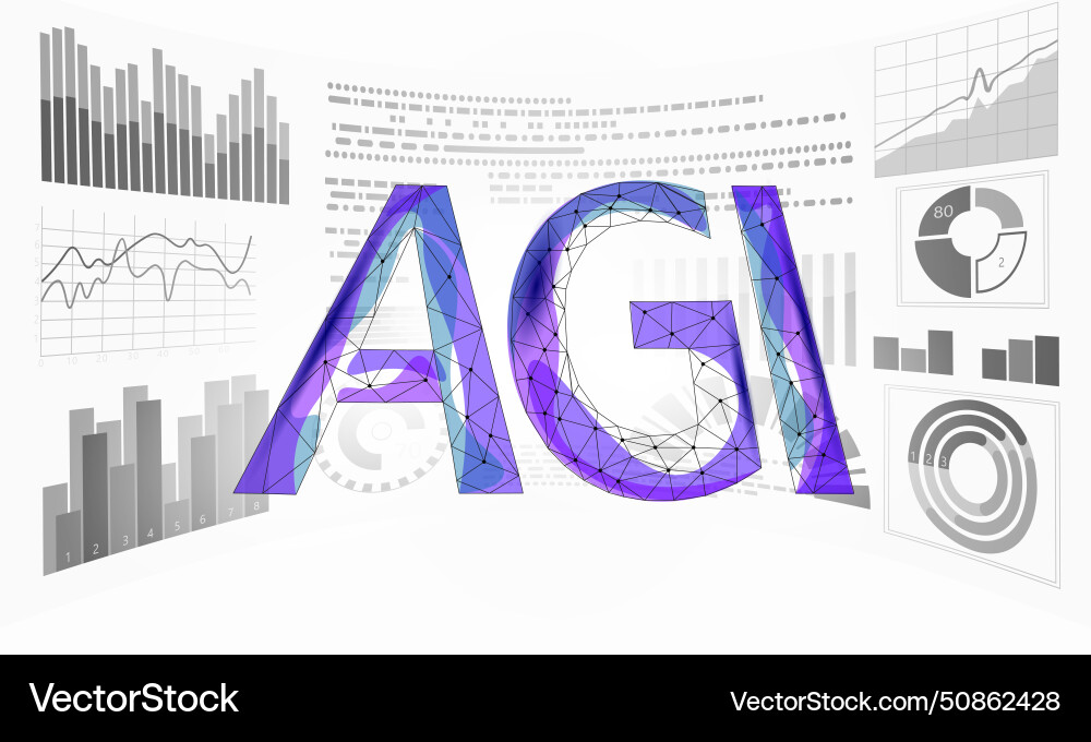 Artificial general intelligence wire hud display vector image