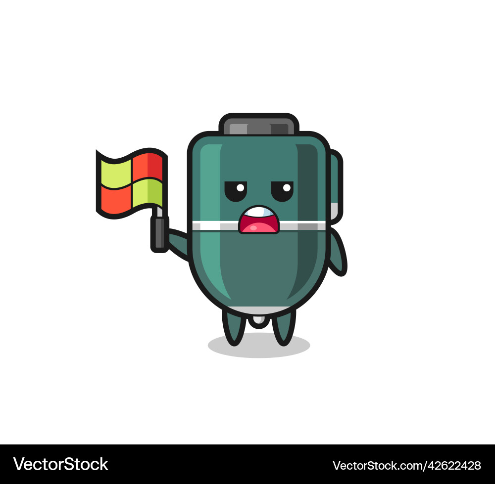 Ballpoint character as line judge putting vector image
