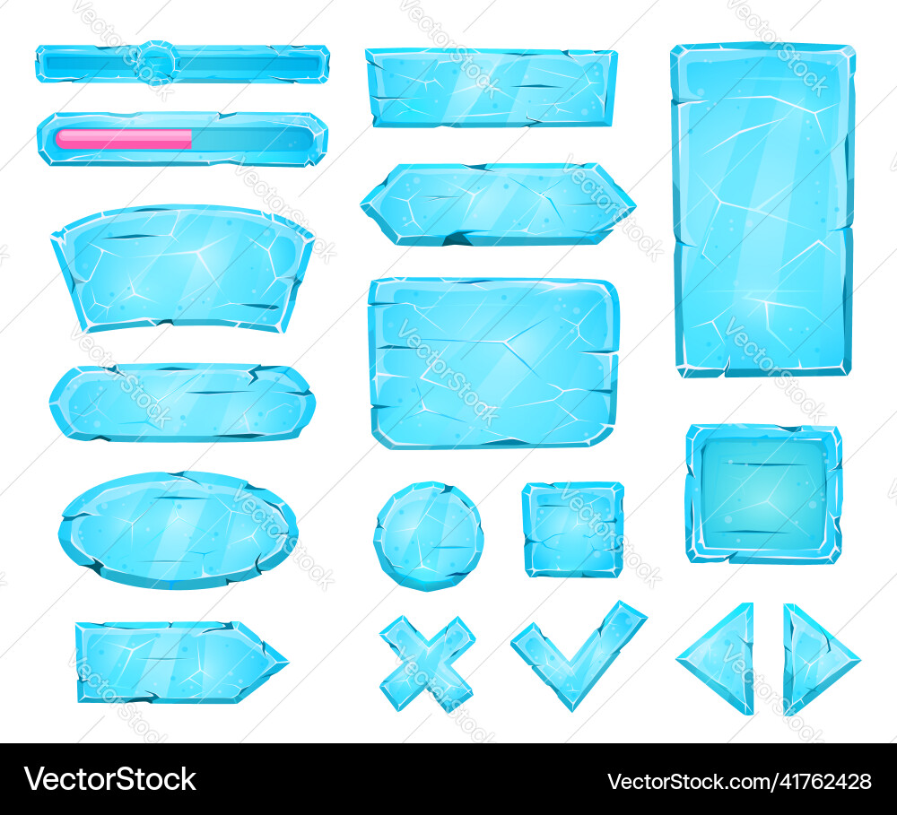 Blue ice button sliders arrow keys game asset vector image