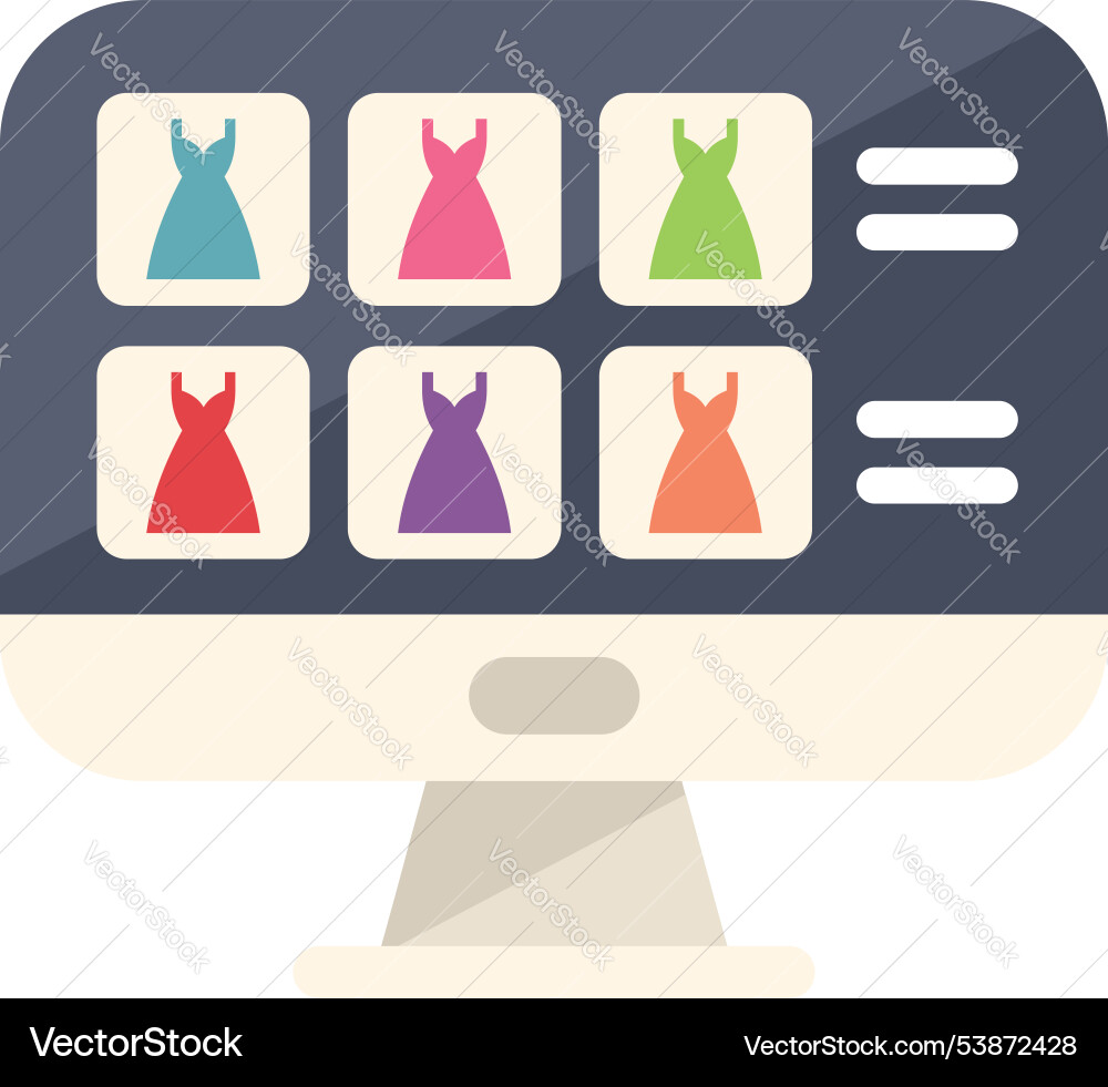 Computer screen displaying an online shop website Computer screen displaying an online shop website Vector Image