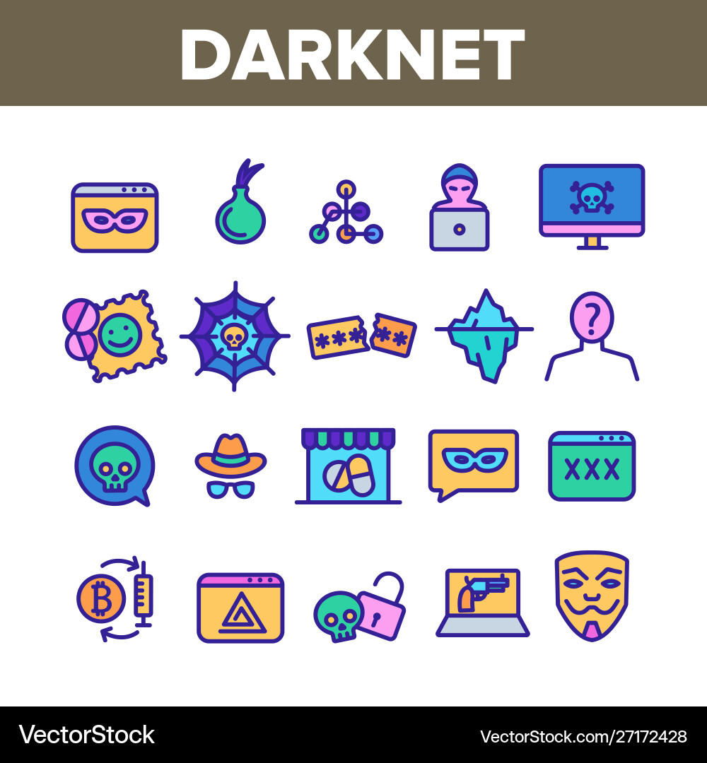Darknet Security Icons - Web Elements Vector Image