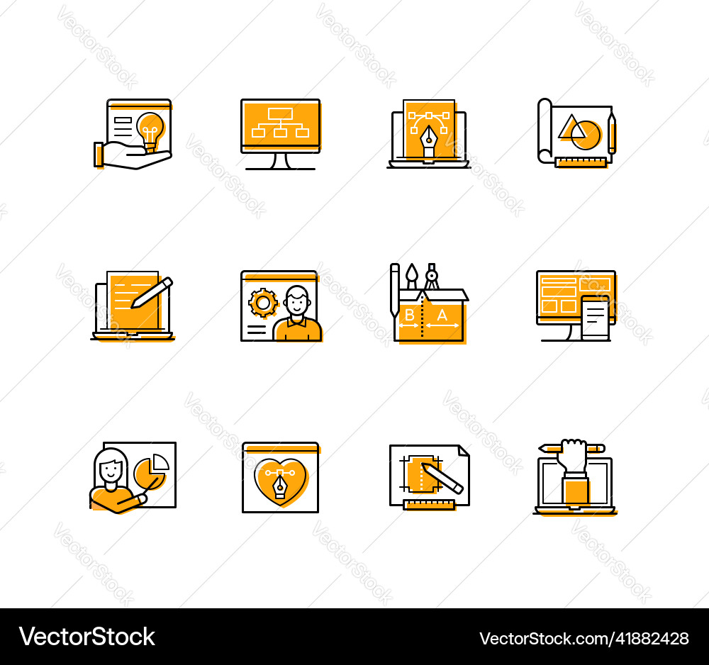 Designer work - modern line design style icons set Vector Image