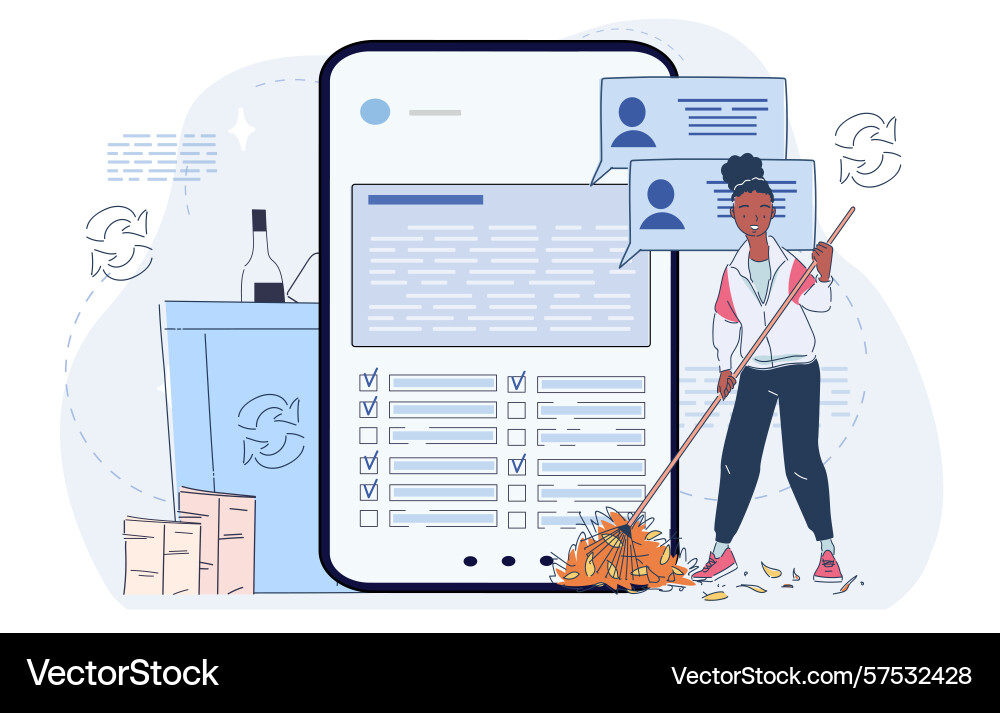Digital cleanup concept with checklist Digital cleanup concept with checklist vector image