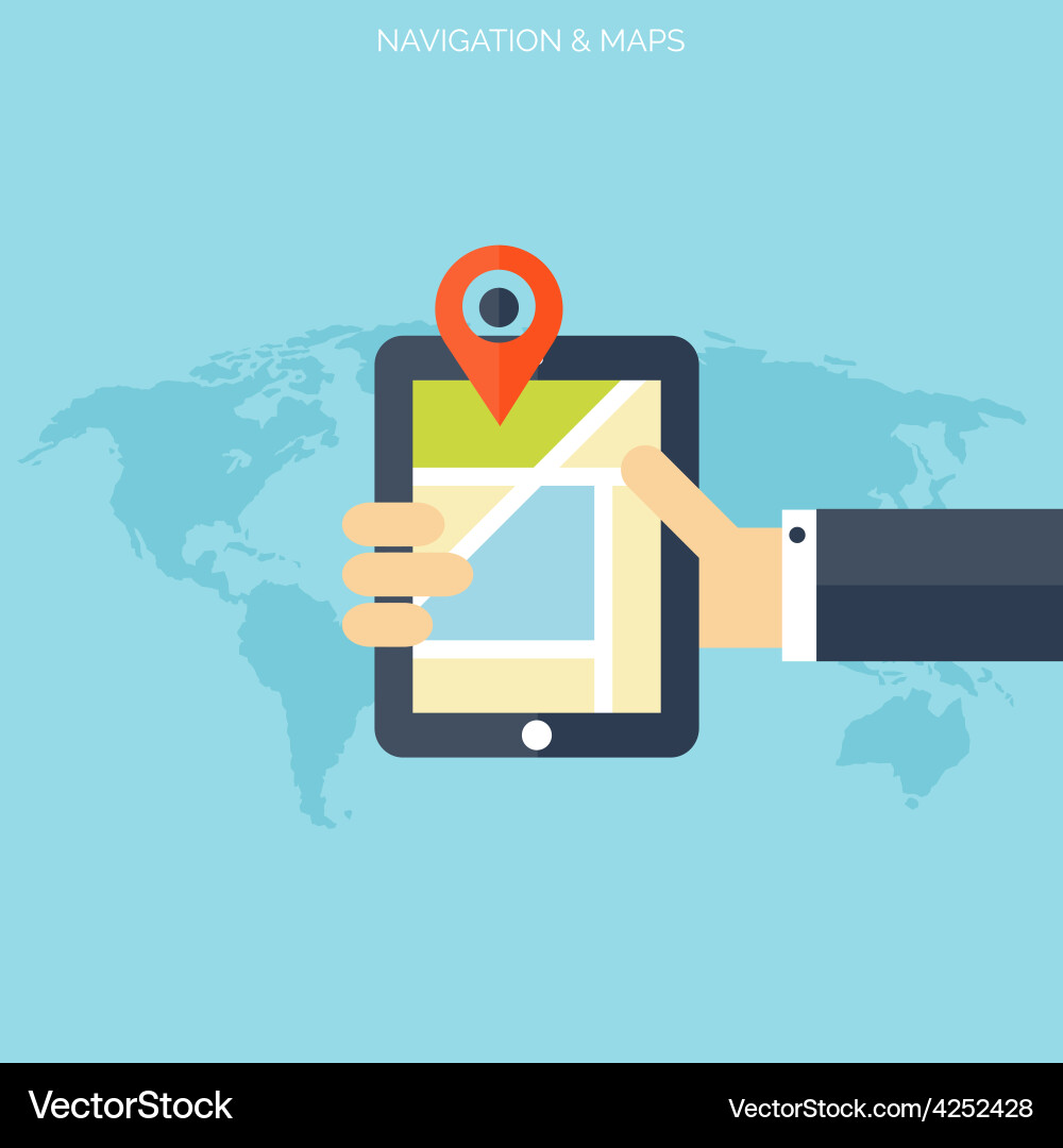 Flat navigation background with maps and digital Vector Image