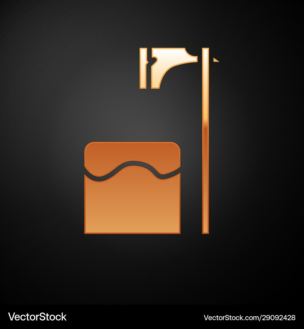 Gold executioner axe in tree block icon isolated vector image