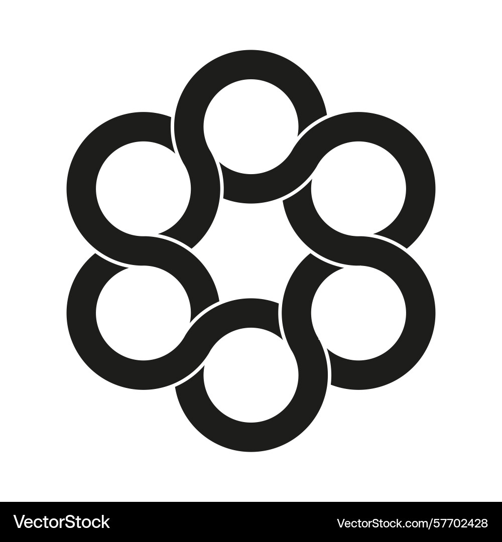 Interlinked ring icon circular chain hexagonal Interlinked ring icon circular chain hexagonal vector image