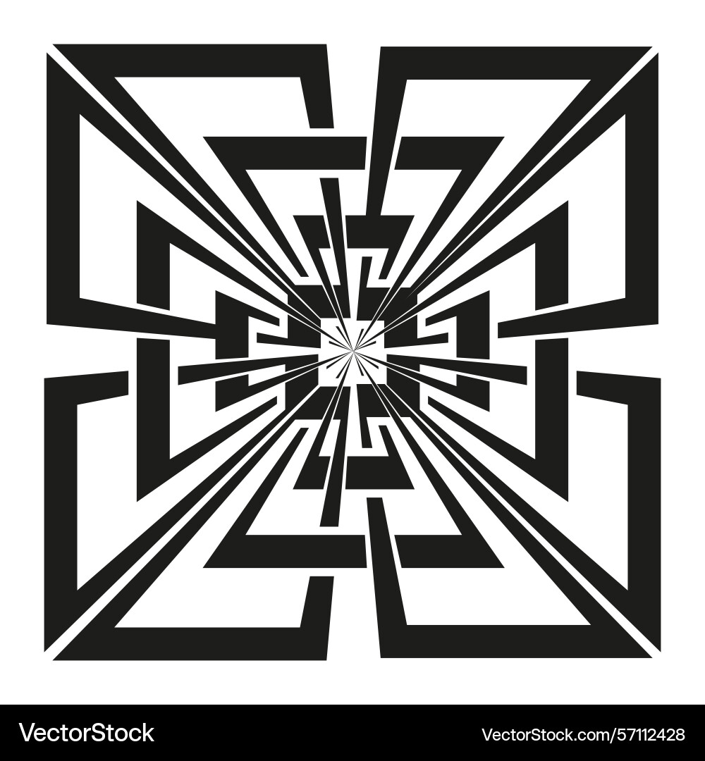Labyrinth explosion shape optical tunnel pattern Vector Image