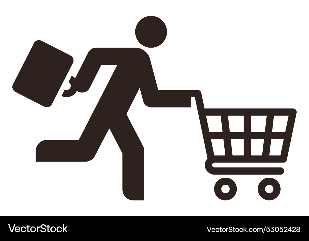 Man running with shopping trolley Vector Image