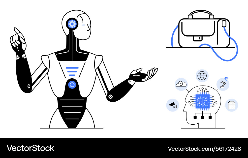 Robotics and ai interface for business efficiency Vector Image
