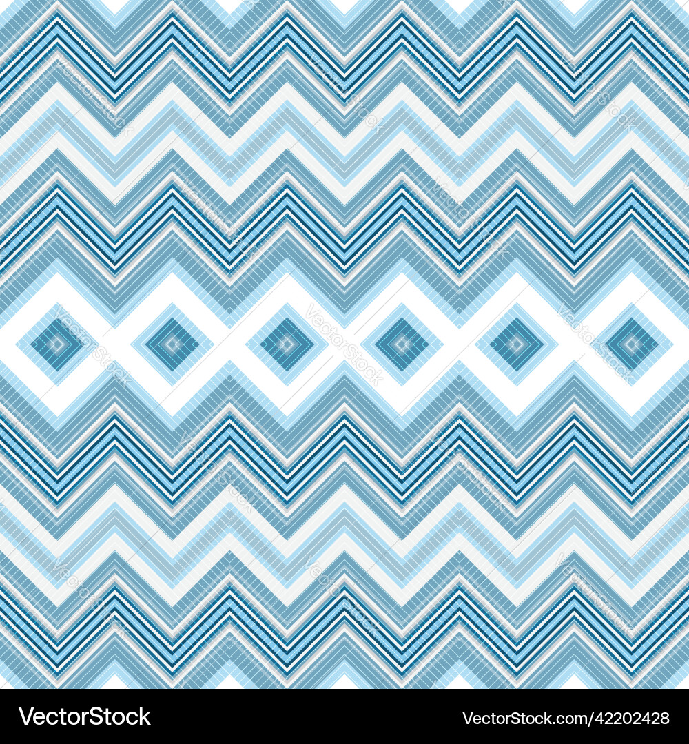 Seamless pattern with diagonal blue zigzag stripes Vector Image