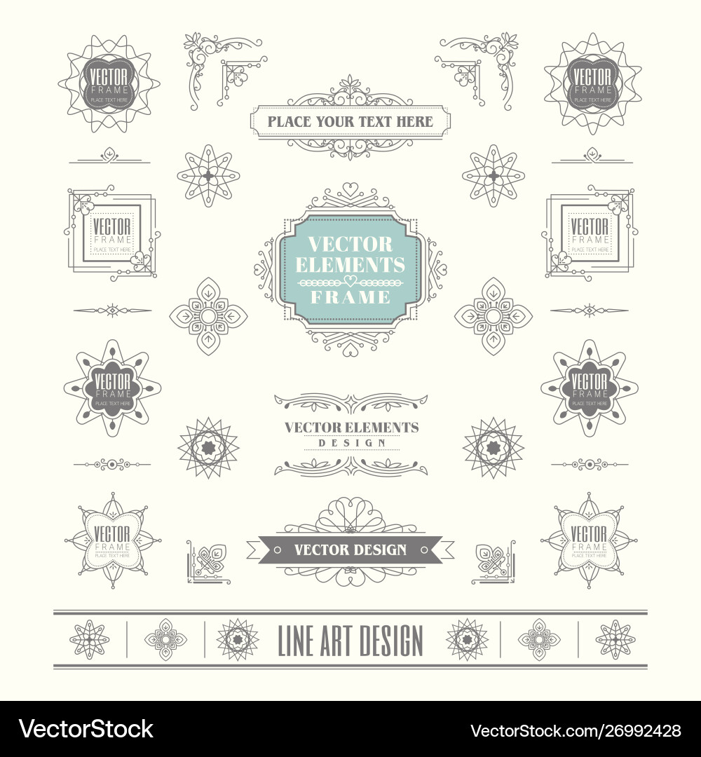 Set lineare dünne Linie Art deco retro Vintage Set lineare dünne Linie Art deco retro Vintage vektorbild