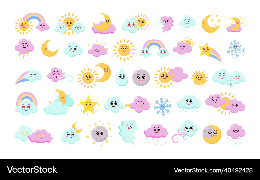 Set of weather characters Set of weather characters vector image