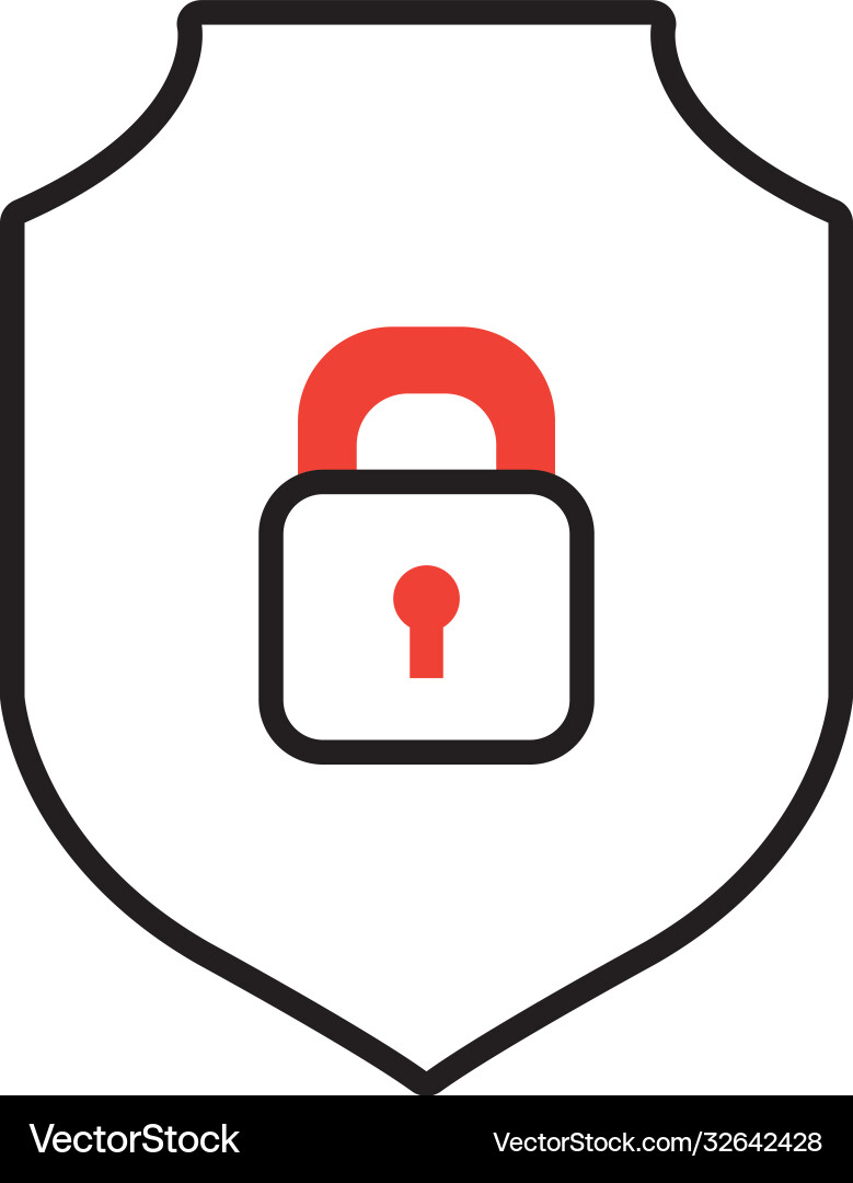 Shield with padlock icon half line color Shield with padlock icon half line color vector image