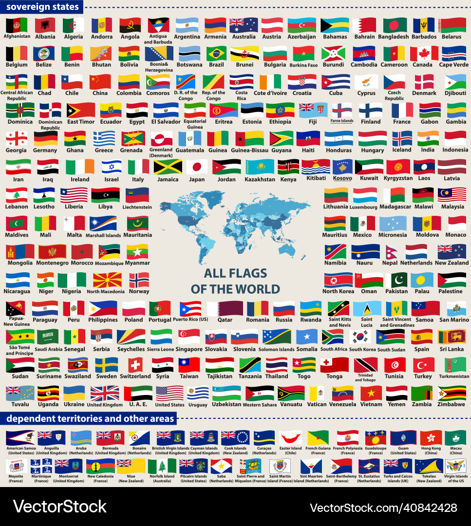 World Flags - Nations Map vector image