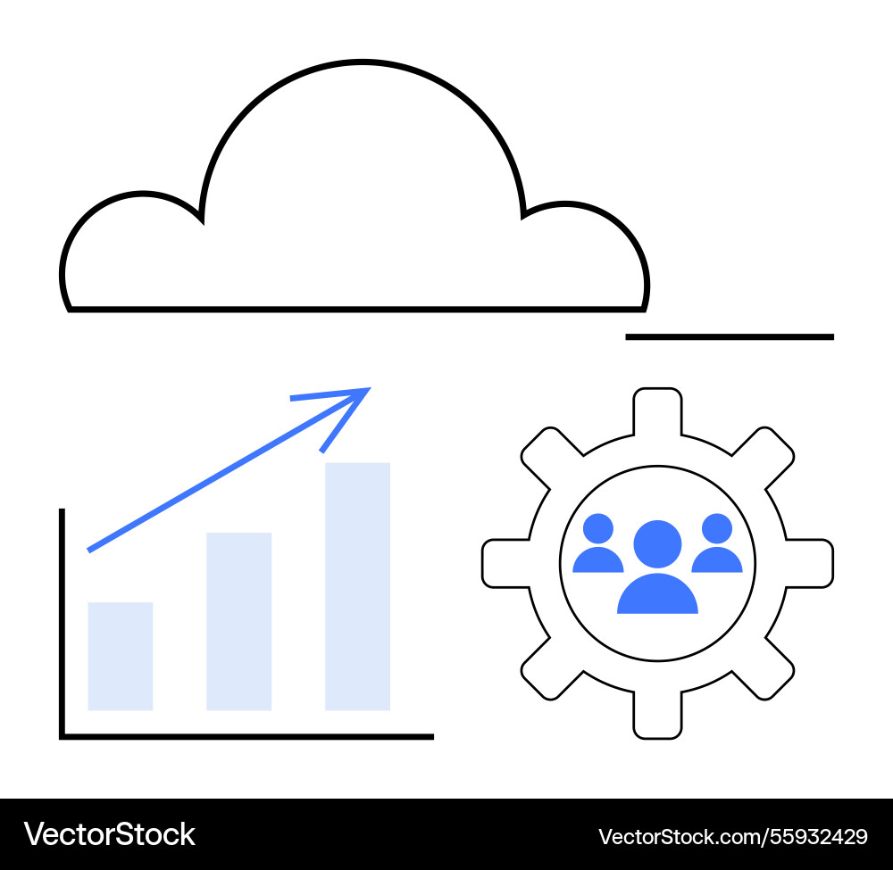 Cloud technology integration with data analytics Vector Image