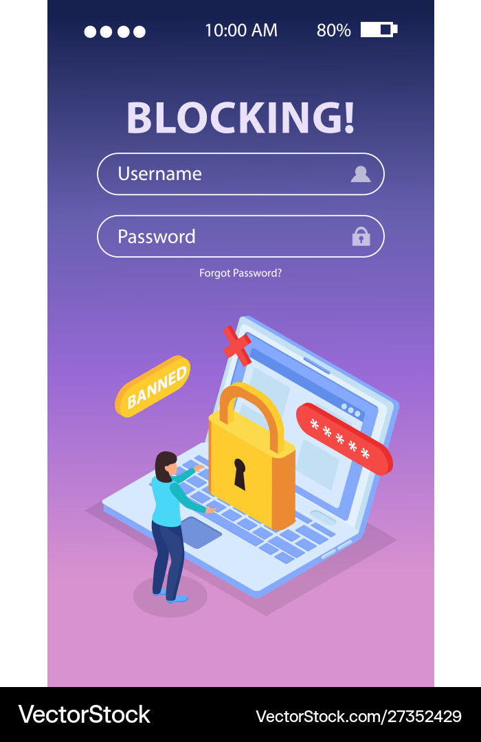 Internet blocking isometric background Vector Image