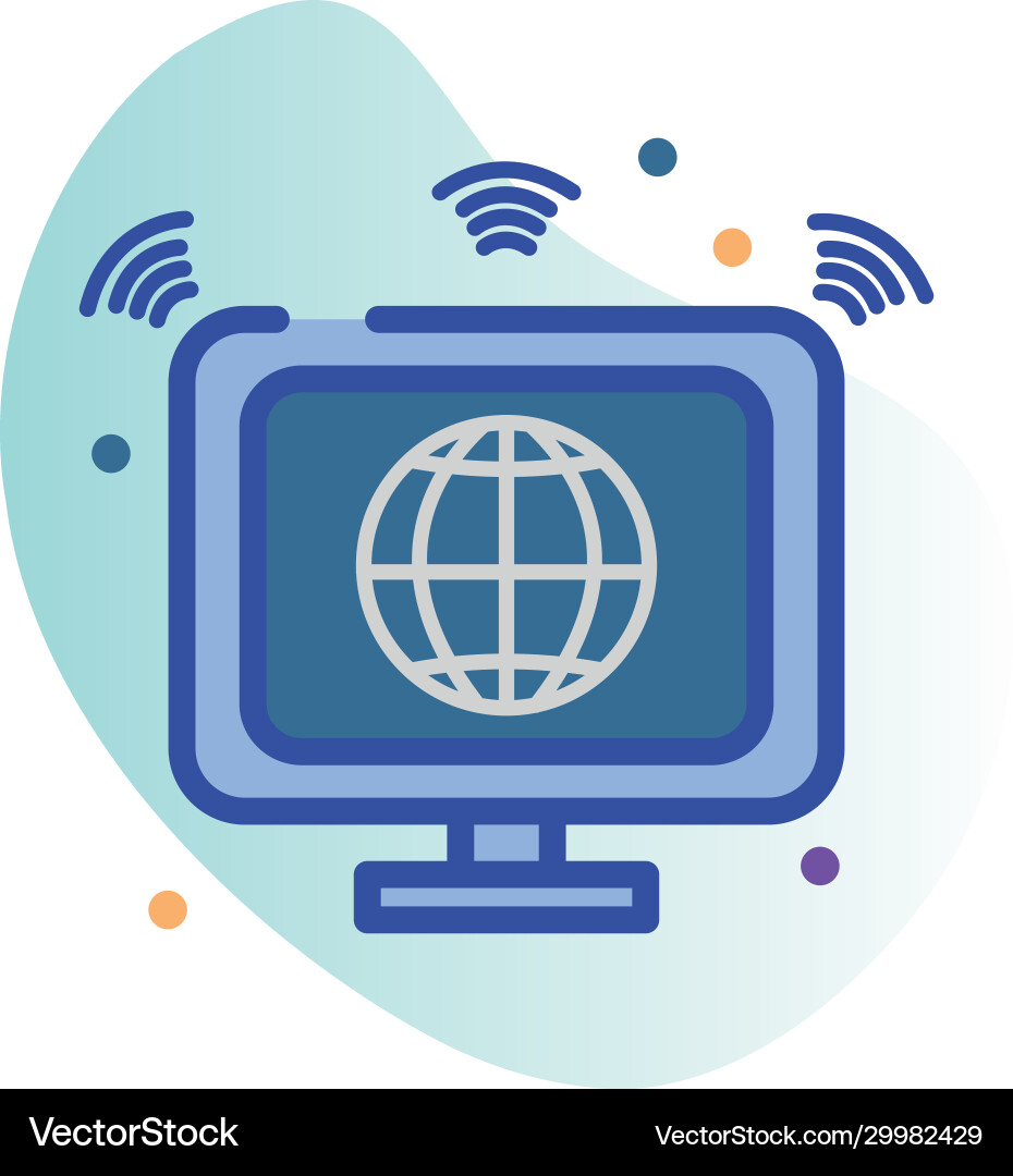 Isolated global sphere inside computer line fill vector image