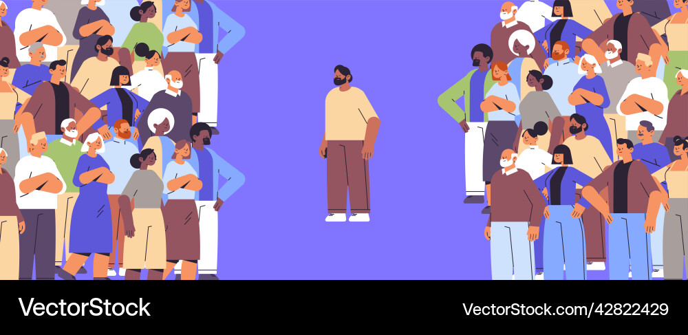 Man in casual clothes choosing to join between two Man in casual clothes choosing to join between two vector image