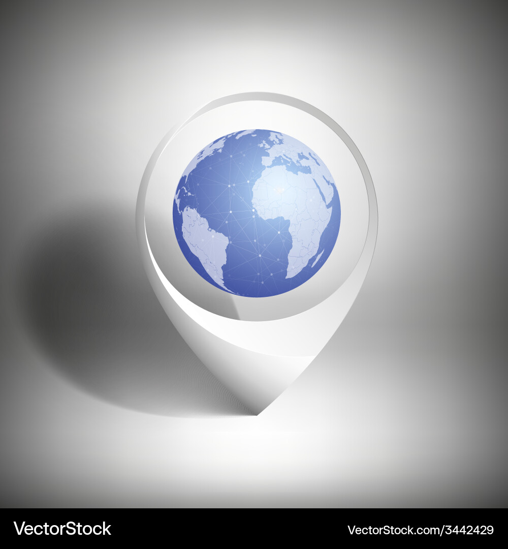 Map pointer with globe of world white icon Vector Image