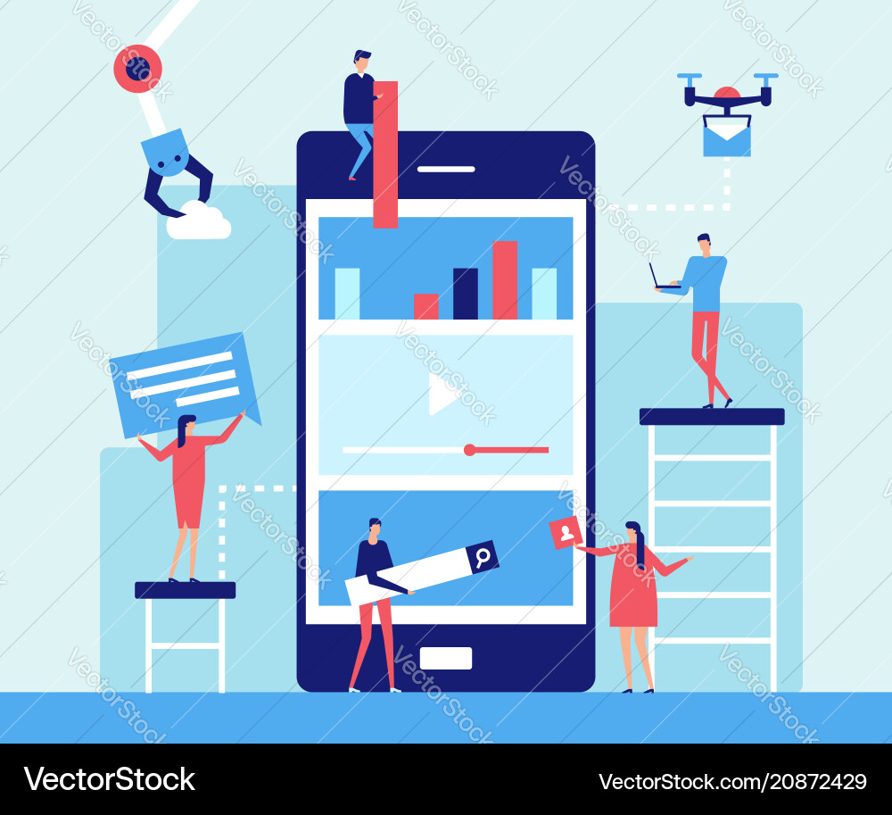 Mobile app development - flat design style Mobile app development - flat design style vector image