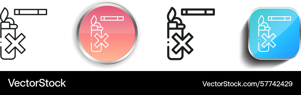 Quit smoking icon thin linear regular and button Quit smoking icon thin linear regular and button vector image