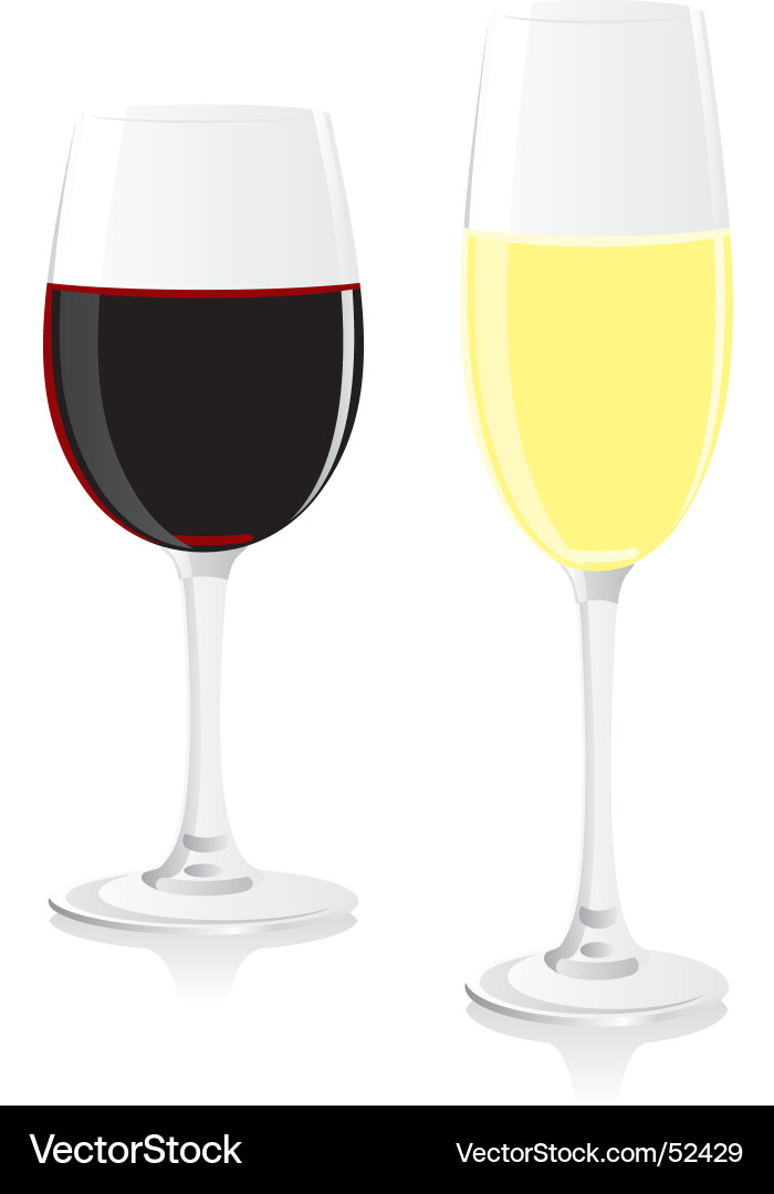 Red Wine and Champagne Glasses Vector Image