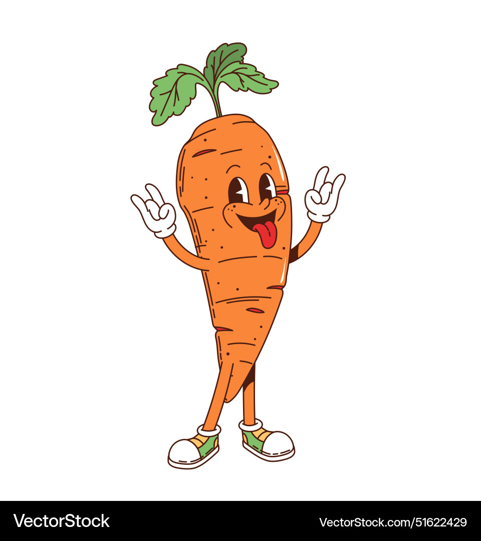 Retro Carrot Character - BBQ Fun Vector Image