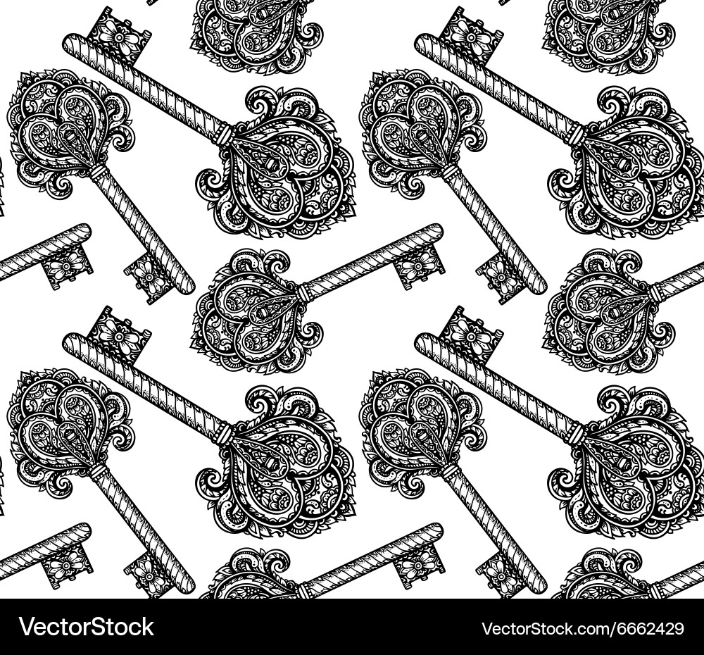 Seamless pattern with hand drawn keys Vector Image