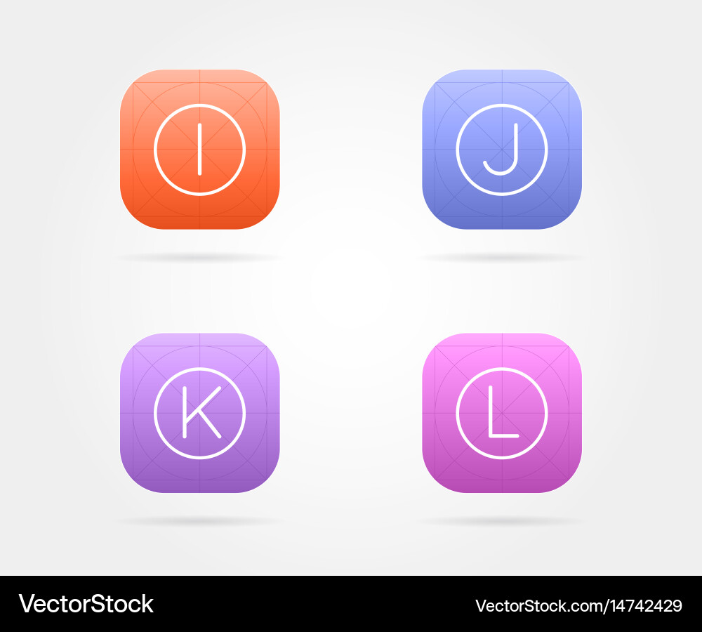 Set app icon template with guidelines fresh colour vector image