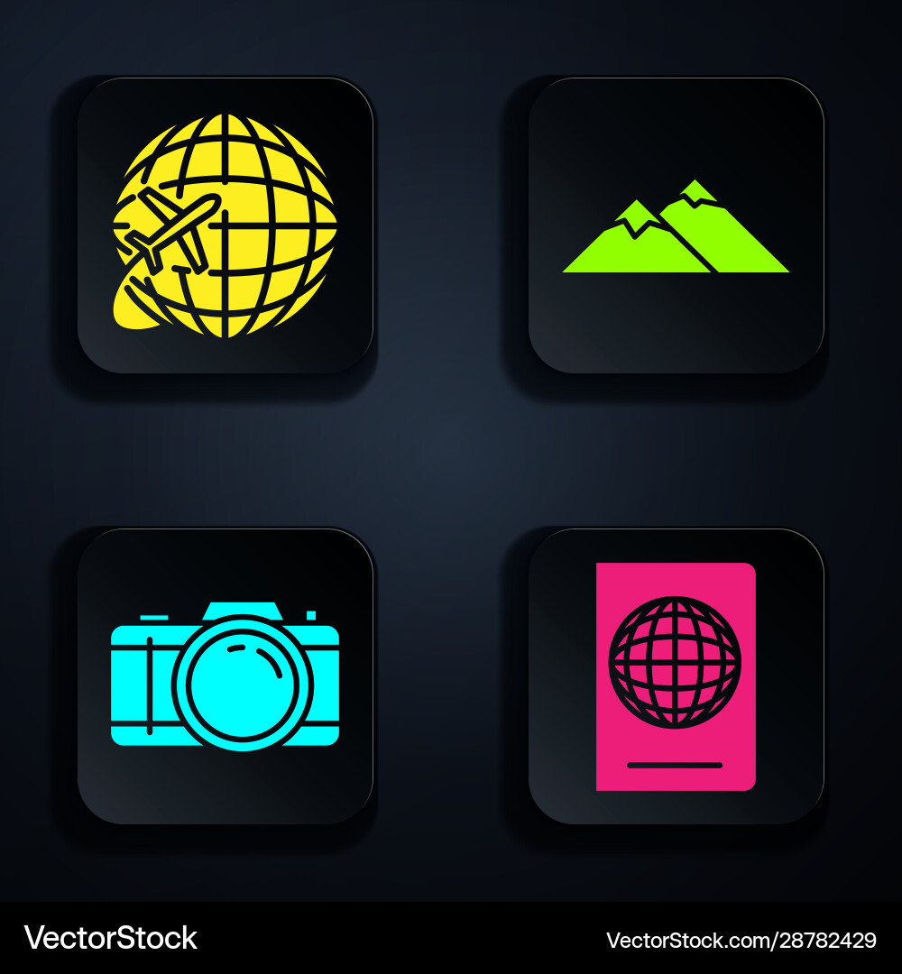 Set passport with biometric data globe Vector Image