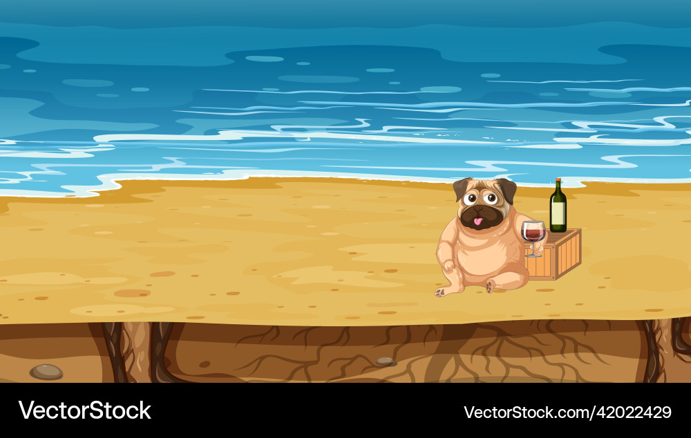 Set von verschiedenen Haustieren am Strand Set von verschiedenen Haustieren am Strand vektorbild