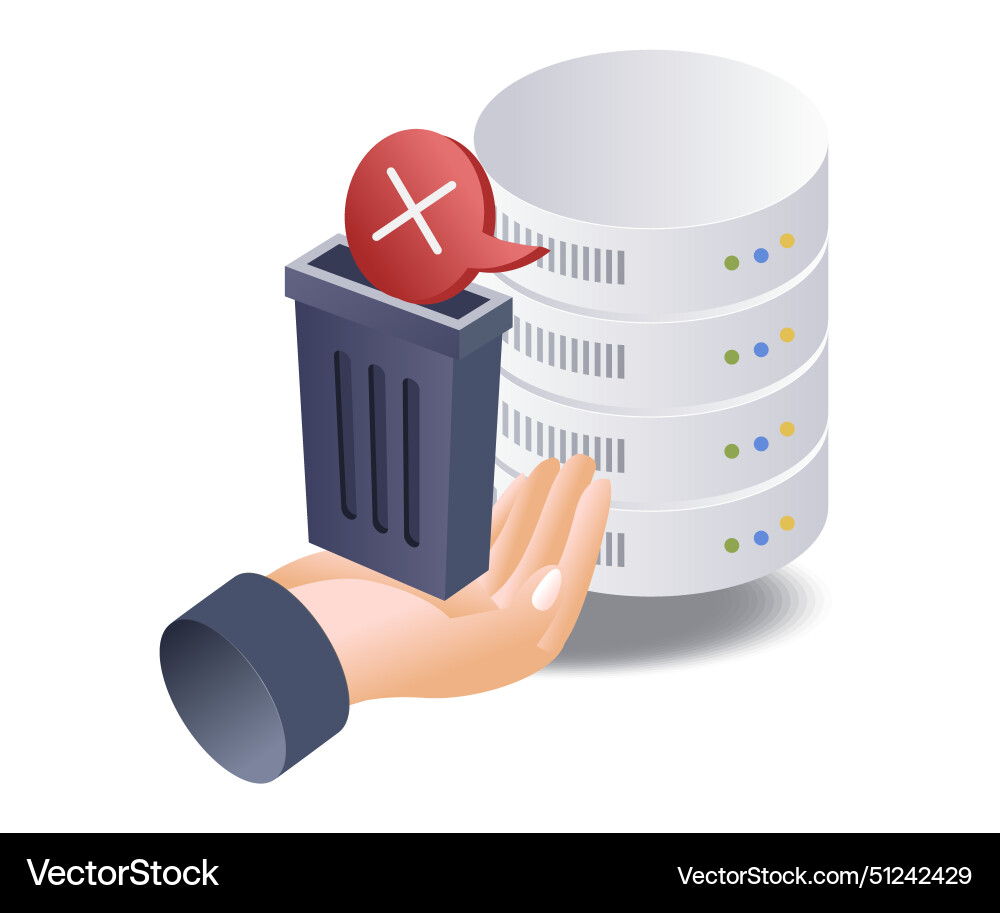Trash database system infographic 3d flat Trash database system infographic 3d flat vector image