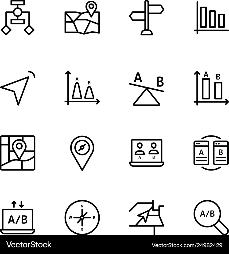 User flow journey map ab testing line icons vector image