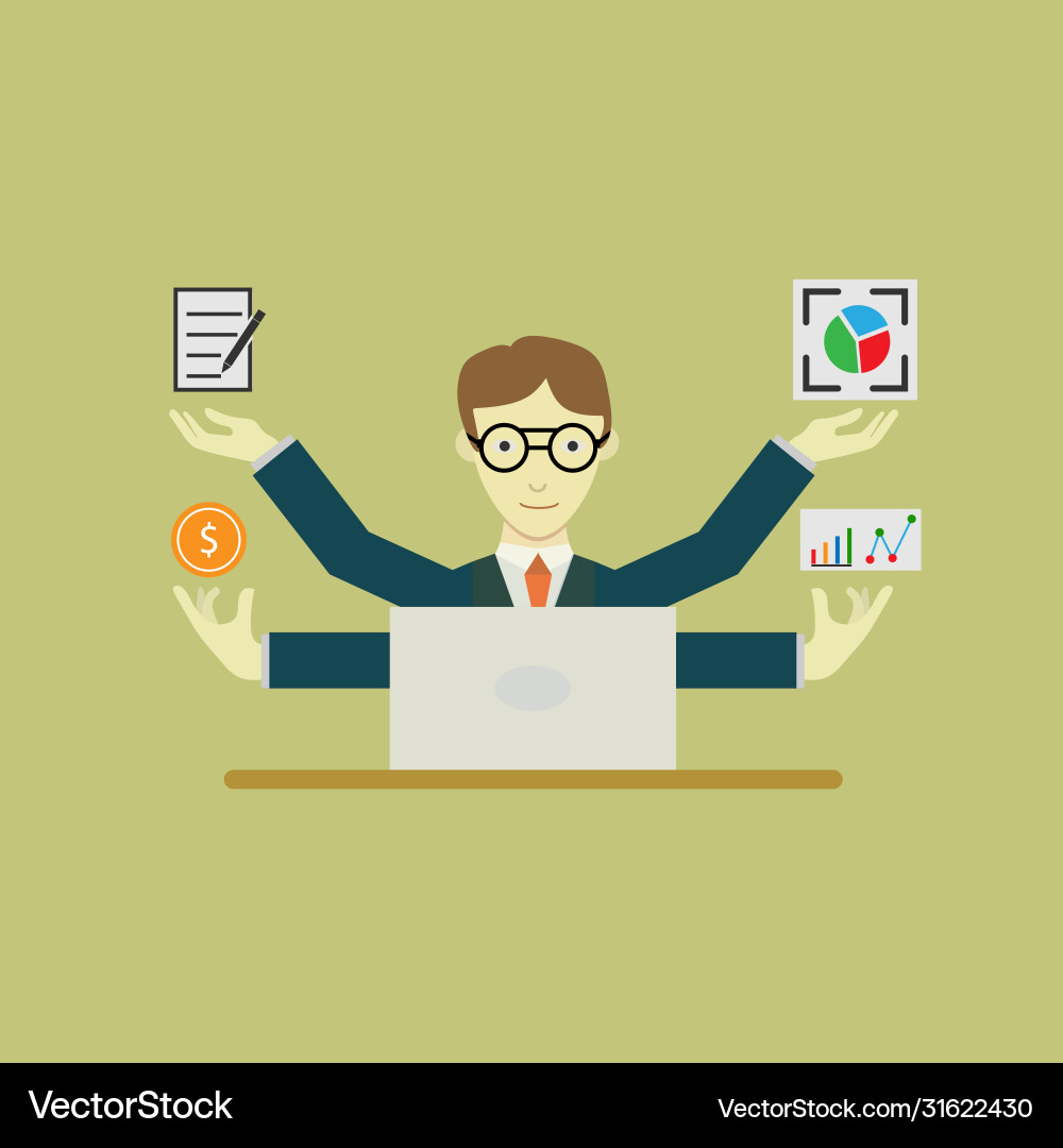An employee performs many functions Vector Image