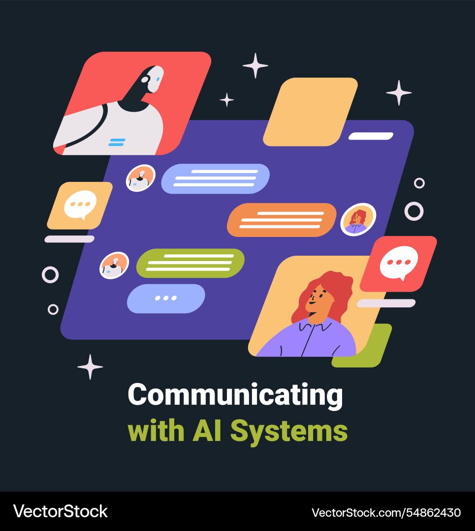 Communicating with ai systems chatbot interaction Communicating with ai systems chatbot interaction vector image