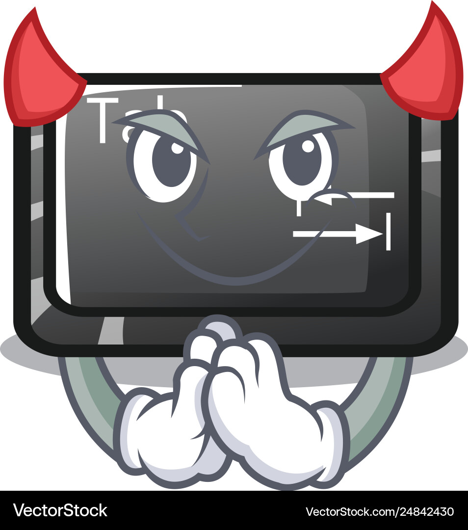 Devil tab button attached to cartoon keyboard Vector Image