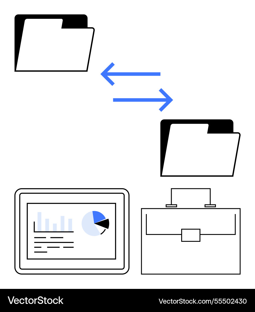 Digital file transfer between folders with data Vector Image