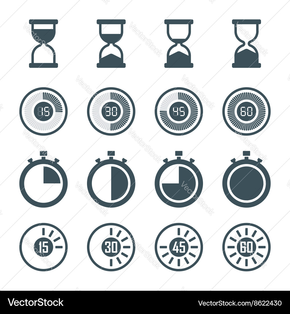 Digital Timer Icons Set vector image