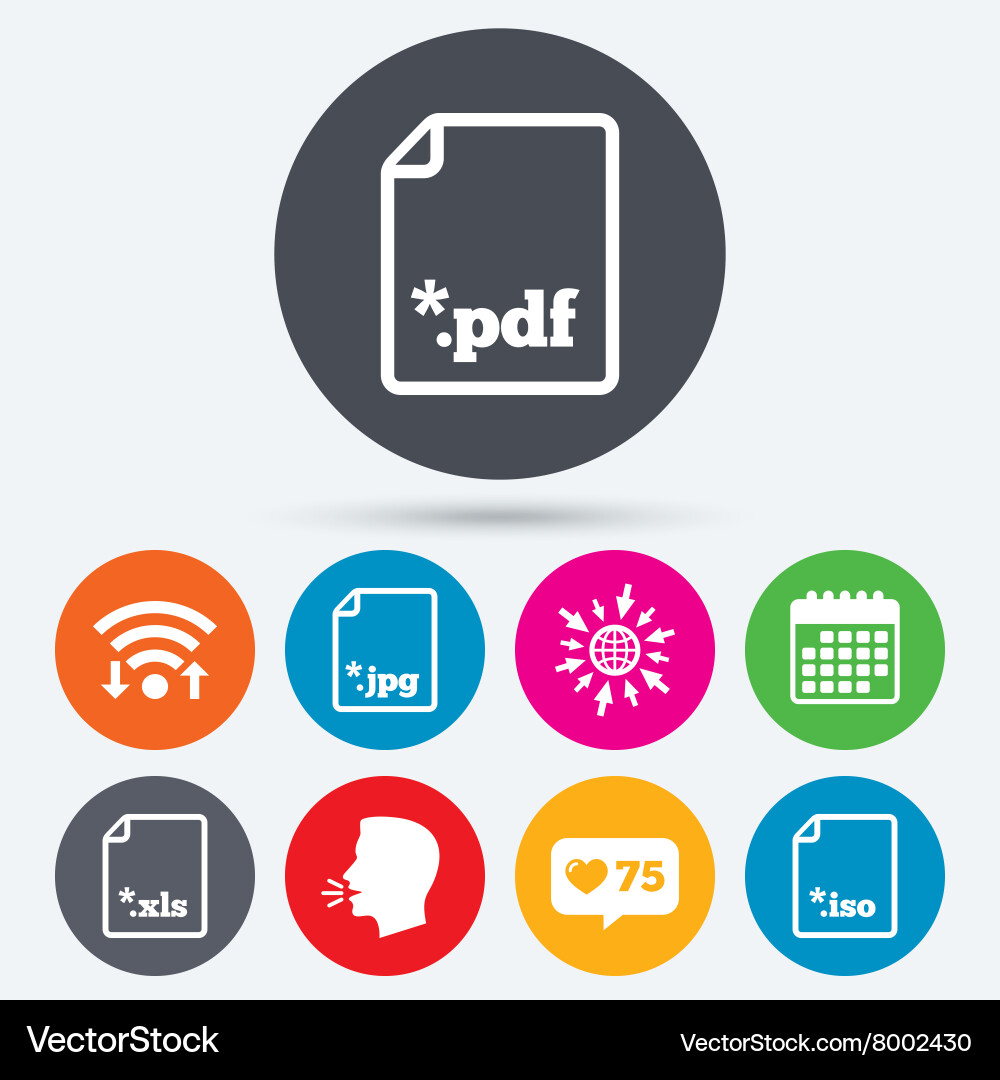 Document signs file extensions symbols Vector Image
