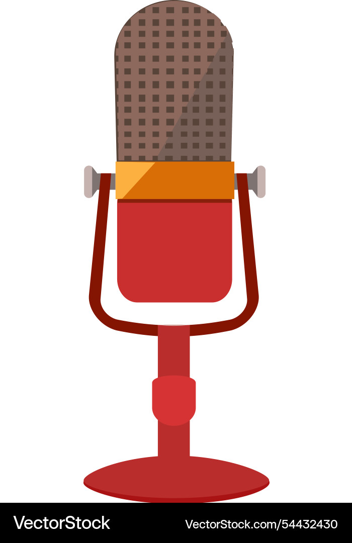 Ein rotes Mikrofon mit gelbem Kabel Vektorbild