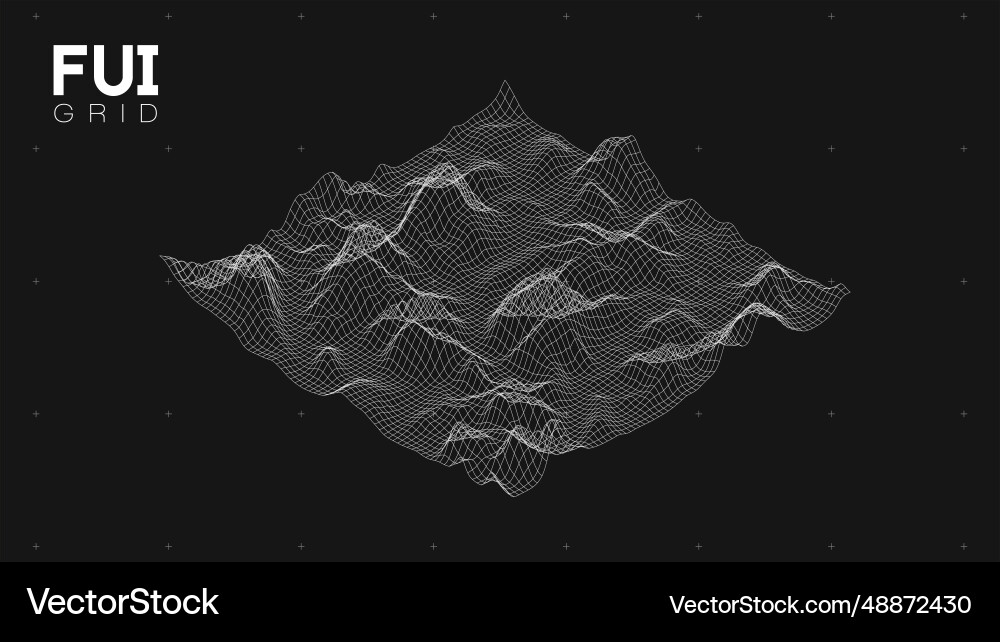 Fui gui 3d landscape scan grid abstract Fui gui 3d landscape scan grid abstract vector image