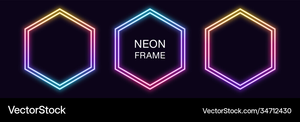 Gradienten Neon Sechskant-Set sechseckig Gradienten Neon Sechskant-Set sechseckig vektorbild